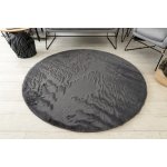 Tapis bunny cercle anthracite imitation de fourrure de lapin cercle 160 cm