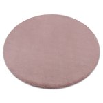 Tapis bunny cercle rose imitation de fourrure de lapin cercle 120 cm
