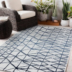 Tapis color 47278306 sisal lignes, triangles beige / bleu 200x290 cm Tapis color 47278306 sisal lignes, triangles beige / bleu 200x290 cm