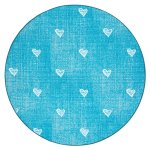 Tapis pour enfants hearts cercle jeans, vintage c?urs - turquoise cercle 150 cm