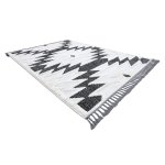 Tapis maroc h5157 aztèque ethnique blanc / noir franges berbère marocain shaggy 160x220 cm Tapis maroc h5157 aztèque ethnique blanc / noir franges berbère marocain shaggy 160x220 cm