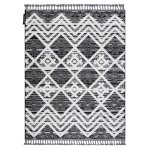 Tapis maroc p642 diamants, zigzag gris / blanc franges berb�re marocain shaggy 120x170 cm