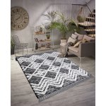 Tapis maroc p642 diamants, zigzag gris / blanc franges berb�re marocain shaggy 180x270 cm