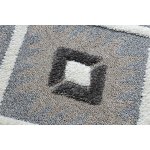 Tapis maroc p651 diamants gris / blanc franges berb�re marocain shaggy 80x150 cm