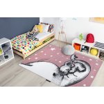 Tapis petit trumpet trompette l'�l�phant �toile rose 180x270 cm