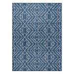 Tapis sizal sion gomtrique, diamants 21778 tiss  plat bleu fonc / ecru 200x290 cm