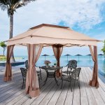 Tonnelle barnum de jardin pop - up pliant 3, 25l x 3, 25l x 2, 65h m acier polyester moustiquaires + ...
