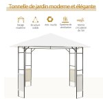 Tonnelle barnum pavillon de jardin dim. 3l x 3l x 2, 6h m mtal poxy toile polyester haute densit crme ...