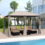 Tonnelle barnum pavillon de jardin style colonial double toit toiles latérales amovibles 4l x 3l x 2, ... Tonnelle barnum pavillon de jardin style colonial double toit toiles latérales amovibles 4l x 3l x 2, ...
