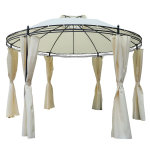 Tonnelle pavillon de jardin rond dim. Ø 3, 5l x 2, 75h m double toit 6 rideaux latéraux polyester crème ... Tonnelle pavillon de jardin rond dim. Ø 3, 5l x 2, 75h m double toit 6 rideaux latéraux polyester crème ...