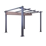 Tonnelle / pergola aluminium 3x3m toile coulissante rtractable - gris taupe - hero