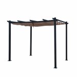 Tonnelle / pergola aluminium 3x3m toile coulissante rtractable - gris / taupe - ohio