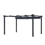 Tonnelle / pergola aluminium 3x4m toile coulissante rtractable - gris - ohio xl