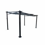 Tonnelle / pergola mural en aluminium 3x4m toile coulissante rtractable - gris - lisboa