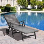 Transat bain de soleil pliable style colonial inclinaison rglable multipositions accoudoirs roues rsine ...