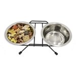 Tyrol gamelle double - support et 2 grands bols inox 21 cm - 2, 5 l - pour chien