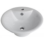 Vasque � poser blanche et ronde en forme de pyramide invers�e