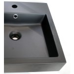 Vasque carr  poser raissa - noire - 45x45cm - rsine - avec trop plein