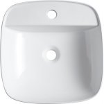 Vasque  poser carre bords 42 cm arrondis blanche