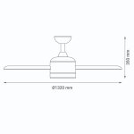 Ventilateur de plafond dc 132cm led 18w cct blanc iot