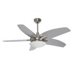 Ventilateur de plafond moteur chrome pales chne / argent avec lumiere led