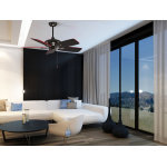 Ventilateur de plafond rversible nickel noir avec pales noires et rouge ultra design
