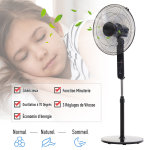 Ventilateur sur pied  44 cm hauteur rglable oscillant silencieux 45 w avec tlcommande minuterie 3 ...
