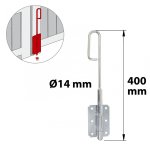 Verrou baonnette acier zingu, h. 400 x l. 60 x p. 20 mm