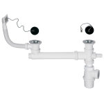 Vidage siphon + trop - plein + 2 bondes pour évier 2 bacs d50cm coteka Vidage siphon + trop - plein + 2 bondes pour évier 2 bacs d50cm coteka