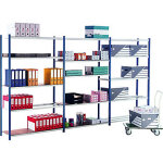 5 plateaux isorel profondeur 400 mm long. utile 970 mm pour rayonnage lger - montants et tablettes peints ...