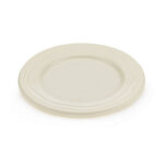 Assiette en plastique rutilisable ronde ivoire 18, 5 x 1, 5 cm