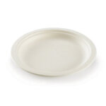 Assiette plate en pulpe de canne � sucre - diam�tre 18 cm
