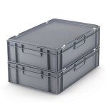 Bac plastique gerbable norme europe avec couvercle int�gr� 400 x 300 x 133 mm - 10, 5 l