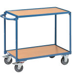 Chariot en bois 300 kg poignée horizontale 2 plateaux Chariot en bois 300 kg poignée horizontale 2 plateaux