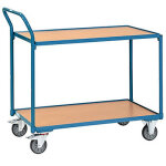 Chariot en bois 300 kg poignée verticale 2 plateaux Chariot en bois 300 kg poignée verticale 2 plateaux