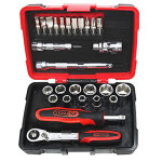 Coffret de douilles et accessoires en acier chrome 27 pieces
