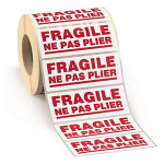 tiquette de signalisation -  fragile ne pas plier  90 x 35 mm