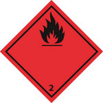 tiquette pour le transport de matires dangereuses -  gaz inflammables  100 x 100 mm