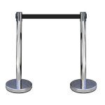 Kit de 2 poteaux � sangle �tirable avec base lest�e chrom� / noir