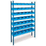 Pack - rayonnage prospace + et bacs  bec en plastique alvolaire bleu