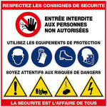 Panneau de consignes de scurit -  respectez les consignes de sc  forme carre