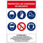 Panneau de consignes de scurit -  respectez les consignes de sc  forme rectangulaire