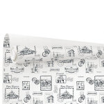 Papier cadeau fantaisie blanc impression bienvenue en france laize 0, 69 m longueur 50 m