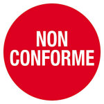 Pastille adh�sive amovible imprim�e rouge impression non conforme