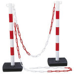 Poteaux de balisage et chanes - 2 poteaux pvc + 5 m de chane rouge / blanc