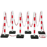 Poteaux de balisage et chanes - 6 poteaux pvc + 12 m de chane rouge / blanc