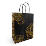 Sac papier kraft fantaisie  poignes torsades noir / kraft