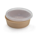 Saladier en plastique rutilisable avec couvercle beige 100 cl