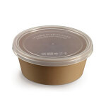 Saladier en plastique rutilisable avec couvercle beige 75 cl