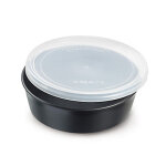 Saladier en plastique rutilisable avec couvercle noir 100 cl